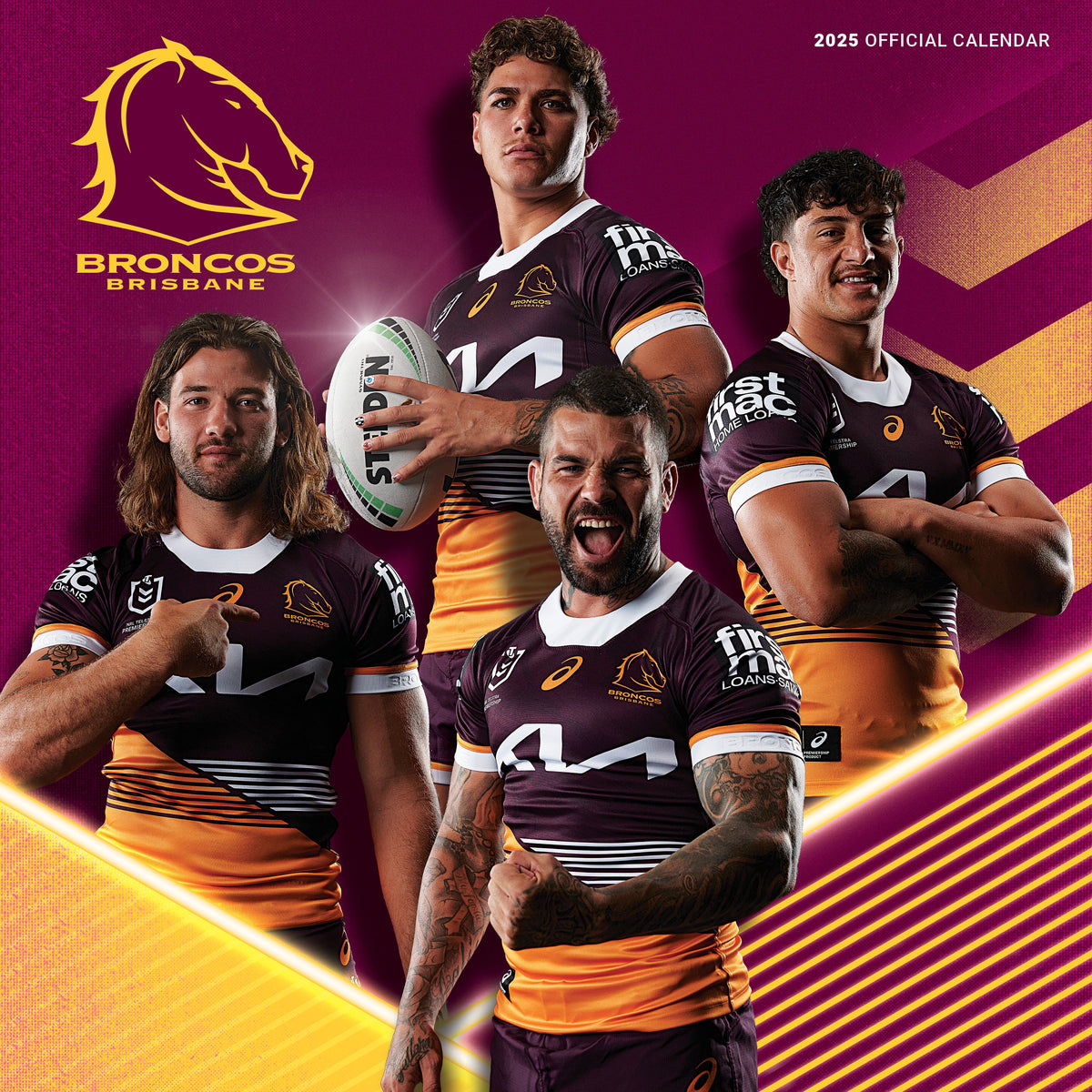 NRL Brisbane Broncos 2025 Calendar Paper Pocket