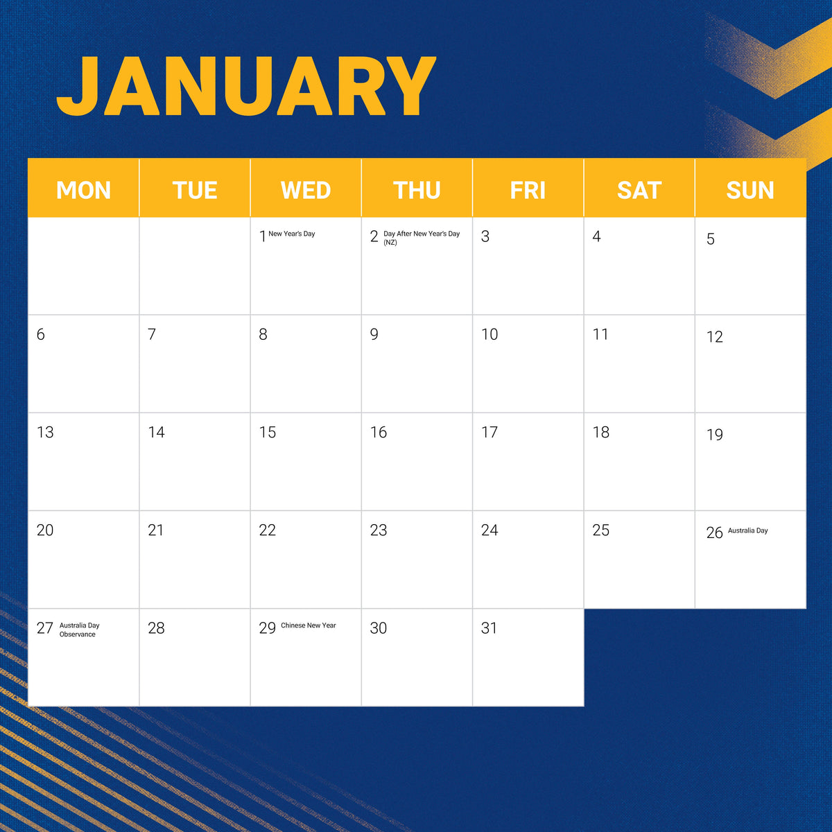 NRL Parramatta Eels 2025 Calendar Paper Pocket