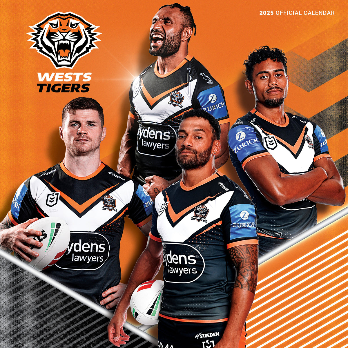 NRL Wests Tigers 2025 Calendar Paper Pocket