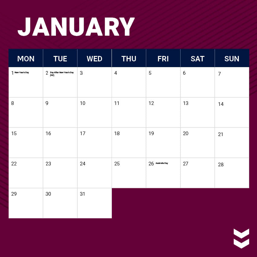 2024 NRL Manly Sea Eagles Calendar Paper Pocket