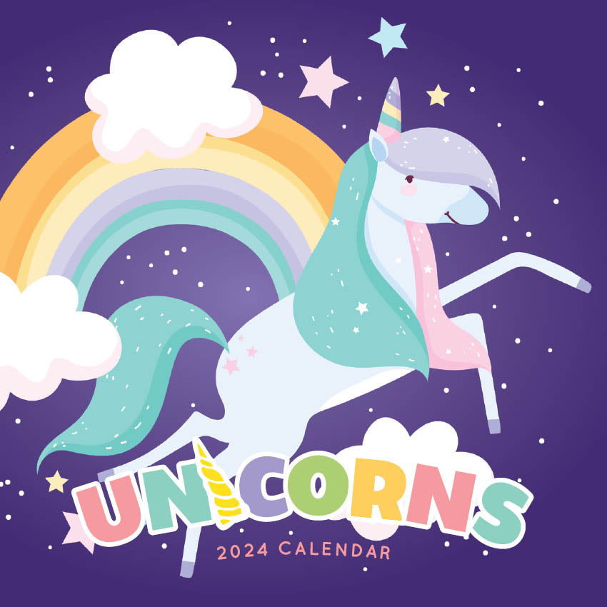 2024 Unicorns Calendar Paper Pocket