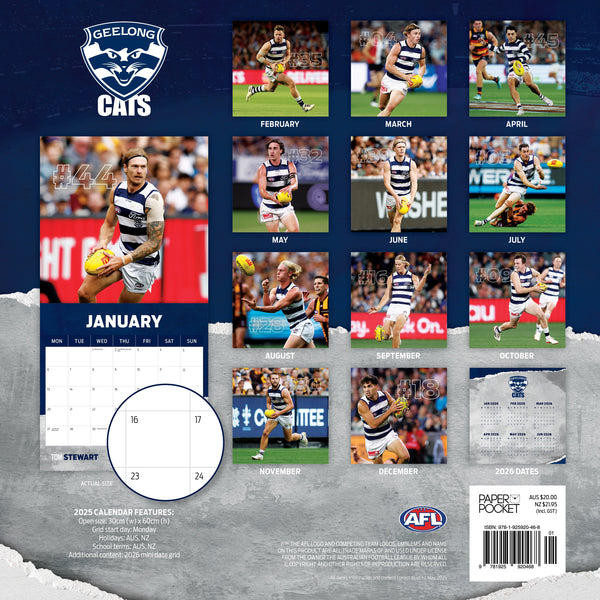 AFL Geelong Cats Calendar 2025 Monthly Overview