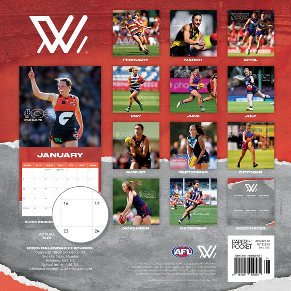 AFL Womens Calendar 2025 Monthly Overview