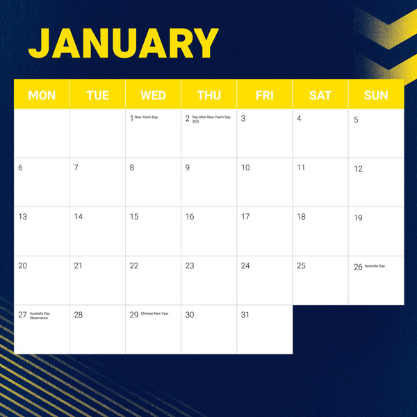 NRL North Queensland Cowboys Calendar 2025 January