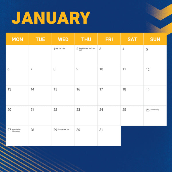 NRL Parramatta Eels Calendar 2025 January