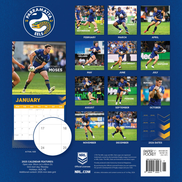 NRL Parramatta Eels Calendar 2025 Monthly Overview