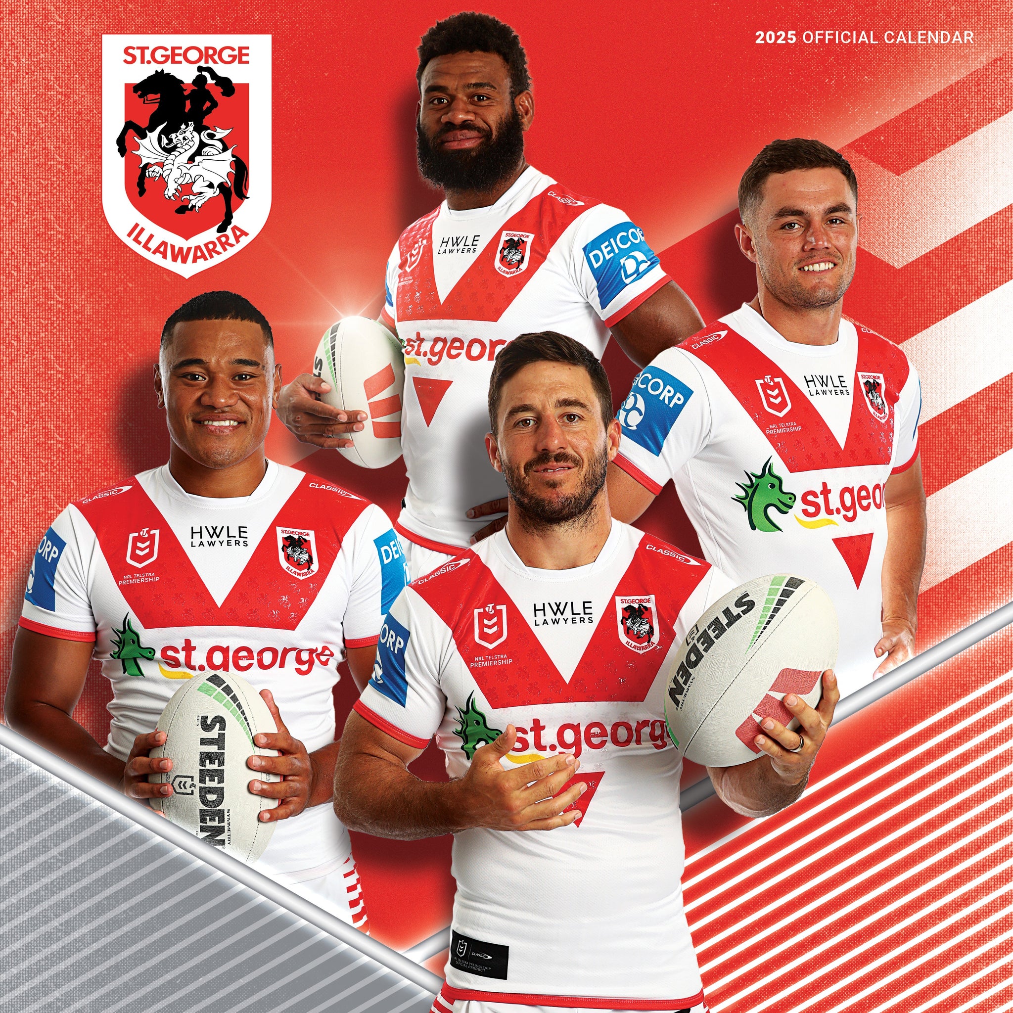 NRL St George Illawarra Dragons Calendar 2025 Cover