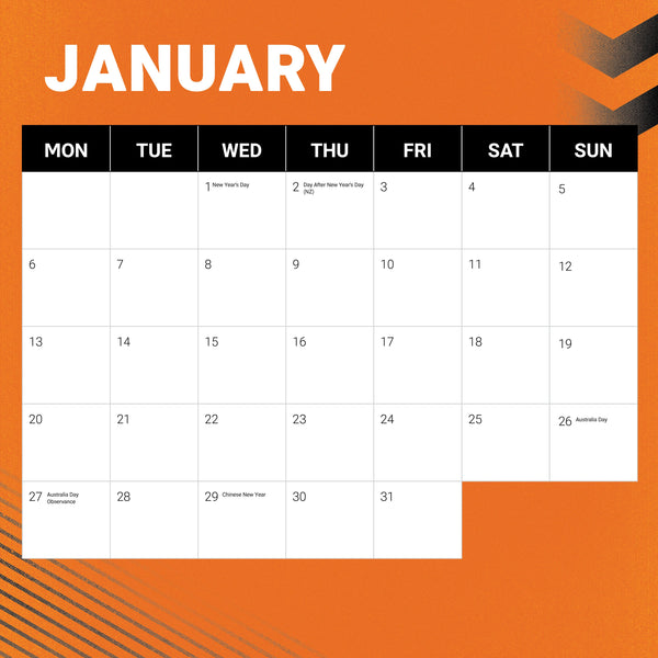 NRL West Tigers Calendar 2025 January