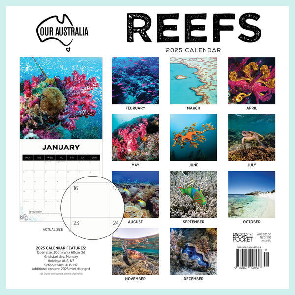 Our Australia Reefs 2025 Calendar Monthly Overview