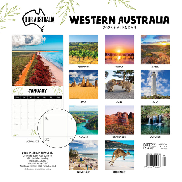 Our Aust. Western Australia Calendar 2025 Monthly Overview