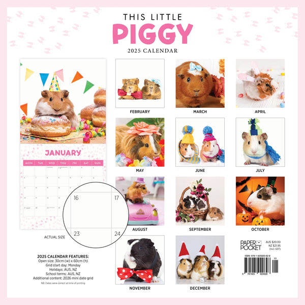 This Little Piggy Calendar 2025 Monthly Overview