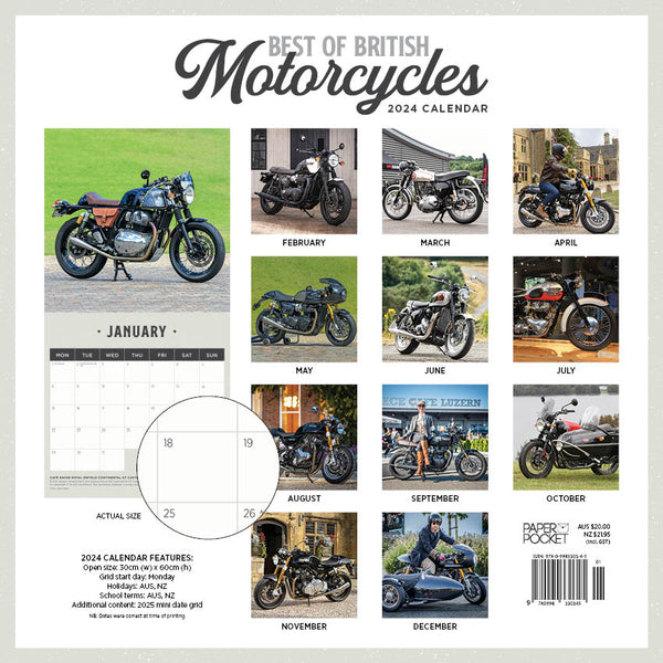 2024 Best of British Motorcycles Calendar Paper Pocket