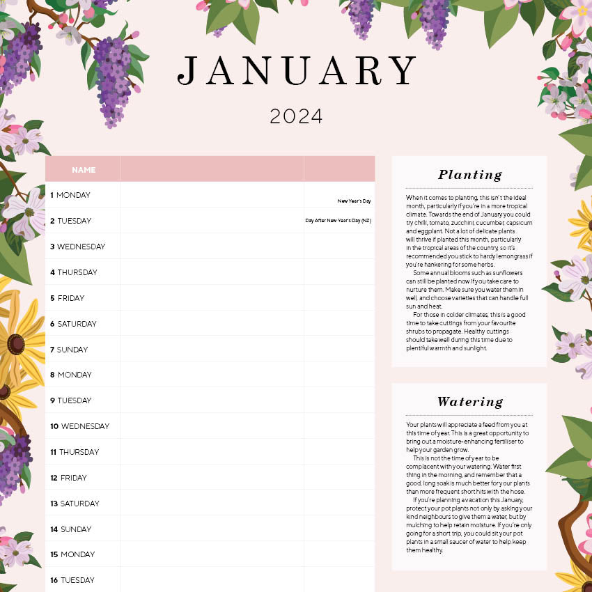 2024 Gardeners Almanac Calendar Paper Pocket