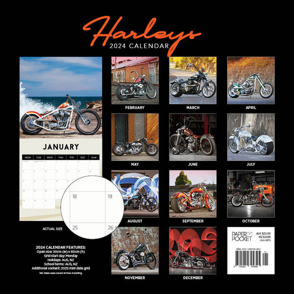 2024 Harley Davidson Calendar Paper Pocket
