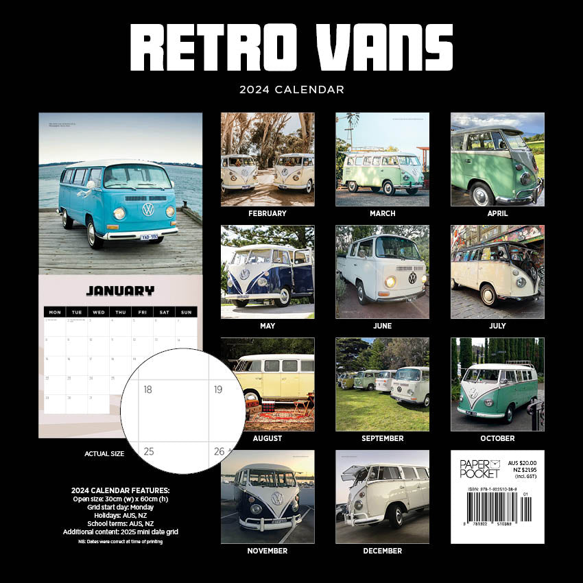 2024 Retro Vans Calendar Paper Pocket